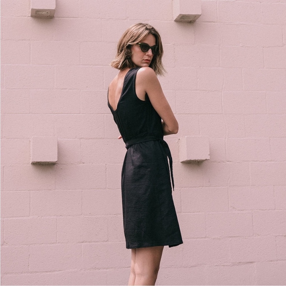 ADAY Wind Down Linen Blend Wrap Dress